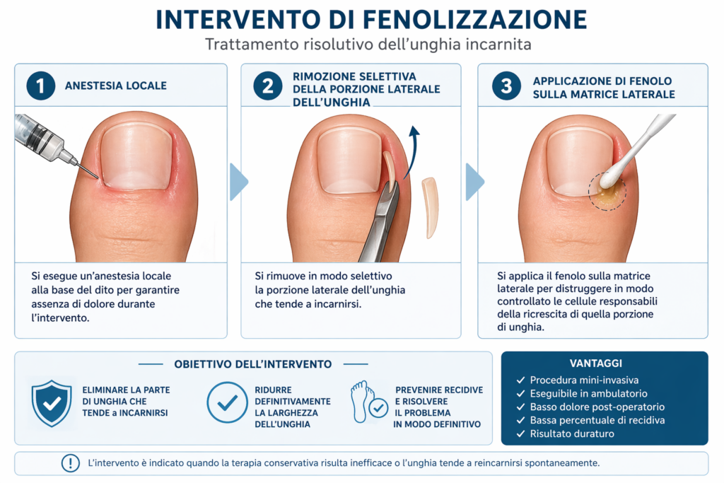 Schema sull'intervento chirurgico di fenolizzazione